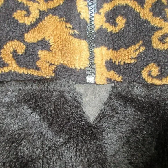 KERRITS womens brown black Equestrian 1/2 zip horse pattern fleece sweater XL - Picture 7 of 9